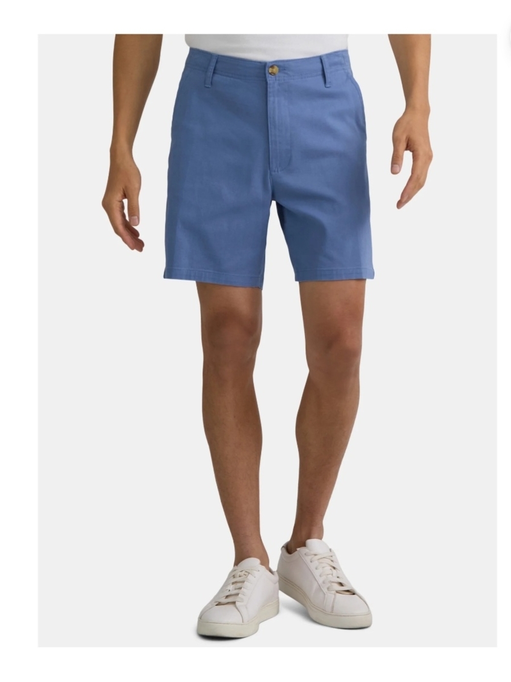 George Men's Relaxed Stretch Twill Flat Front Shorts, 9" Inseam Blue